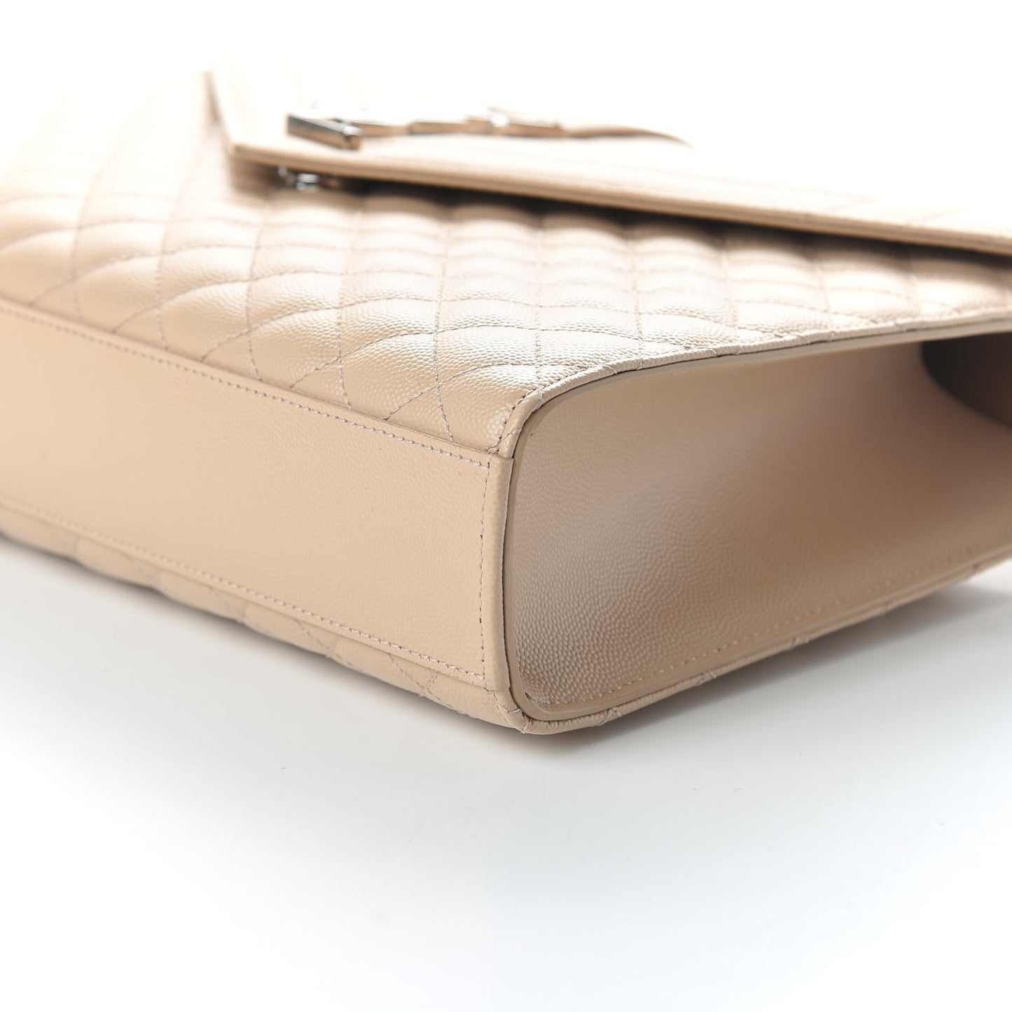 Grain De Poudre Mixed Matelasse Large Triquilt Monogram Satchel Nude Powder