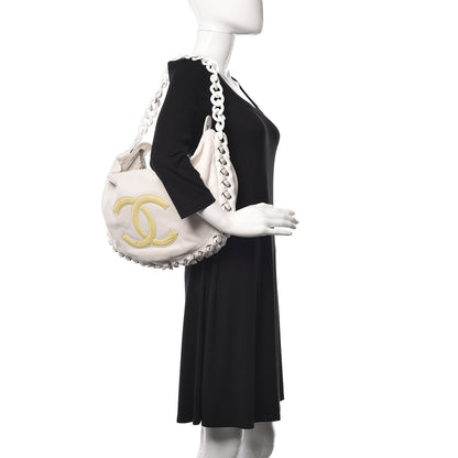 Chanel Calfskin Modern Chain Rhodoid Hobo White 3 of 19