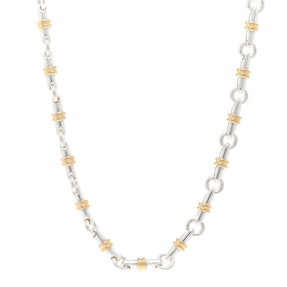 Tiffany Sterling Silver 18K Yellow Gold Bar Link Necklace 1 of 4