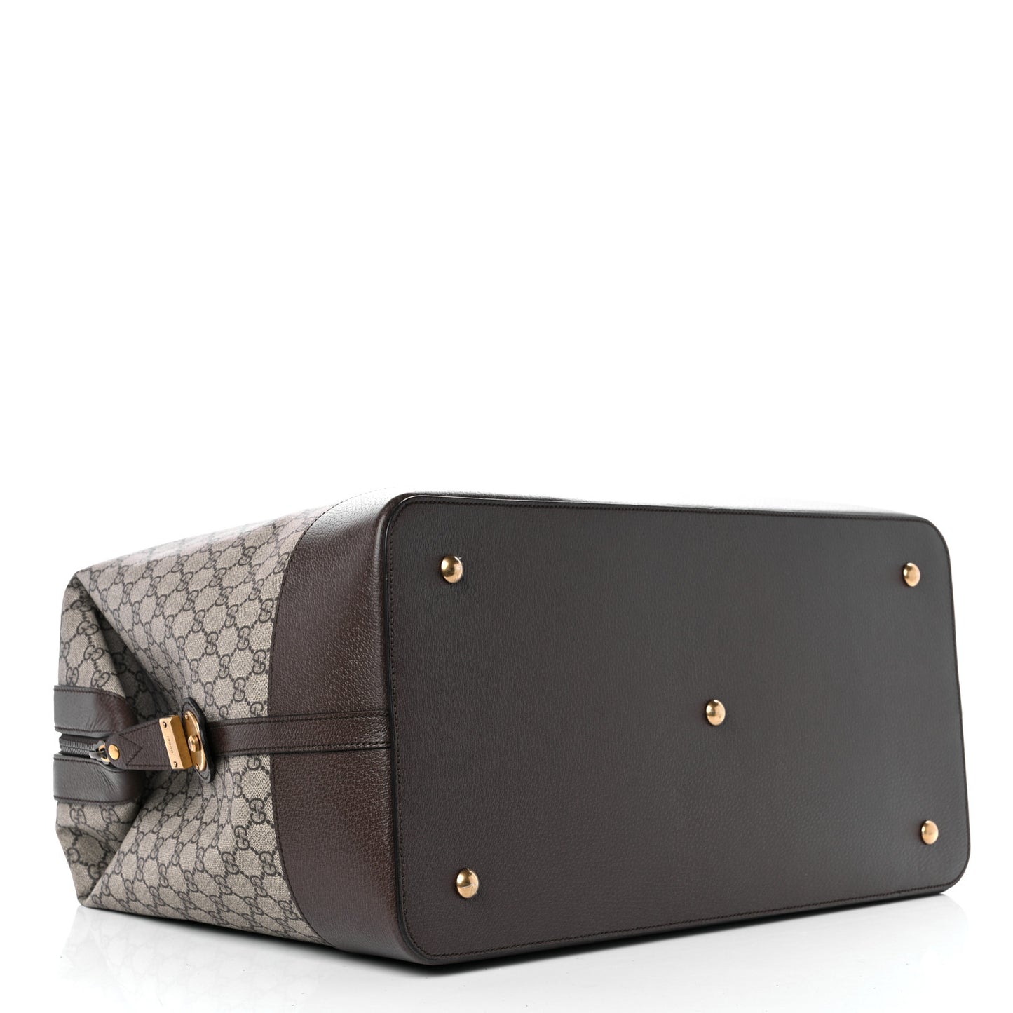 GG Supreme Monogram Textured Dollar Calfskin Web Savoy Travel Bag Beige Ebony New Acero