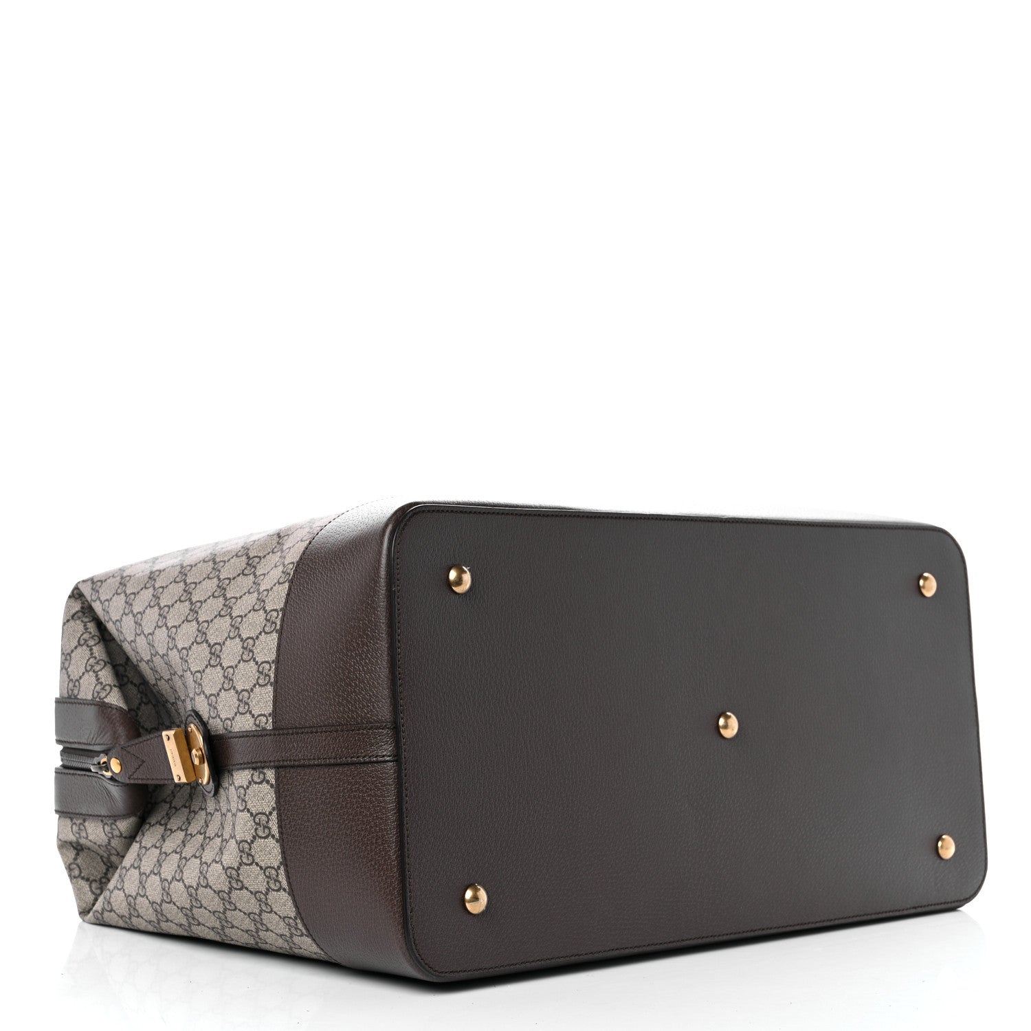 Gucci GG Supreme Monogram Textured Dollar Calfskin Web Savoy Travel Bag Beige Ebony New Acero 4 of 10