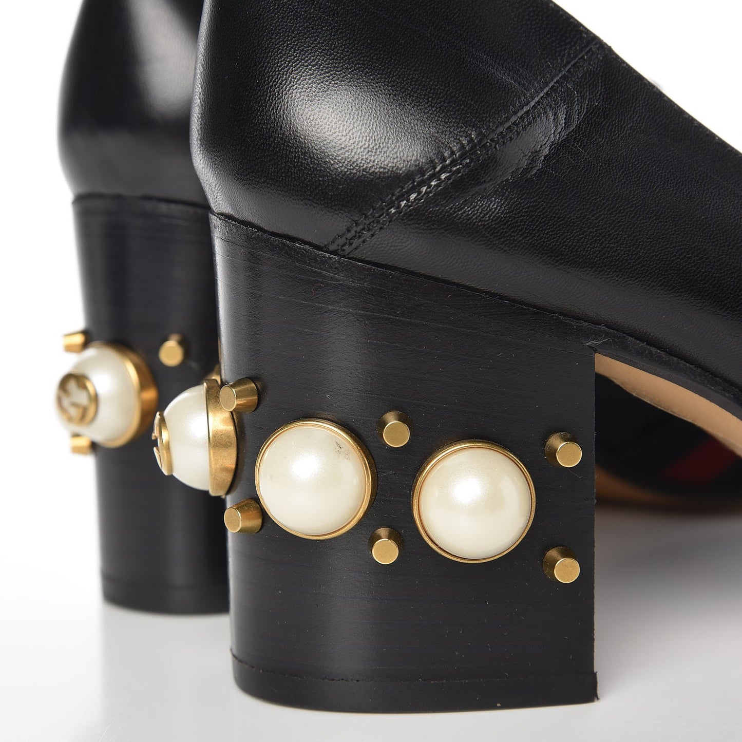 Malaga Kid Web Pearl Embellished Peyton 75mm Loafer Pumps 41 Black