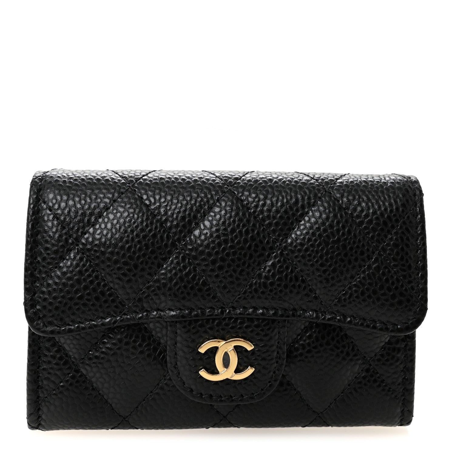 Chanel Caviar Quilted Flap Card Holder Wallet Black 1 of 9