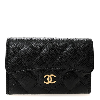 Chanel Caviar Quilted Flap Card Holder Wallet Black 1 of 9