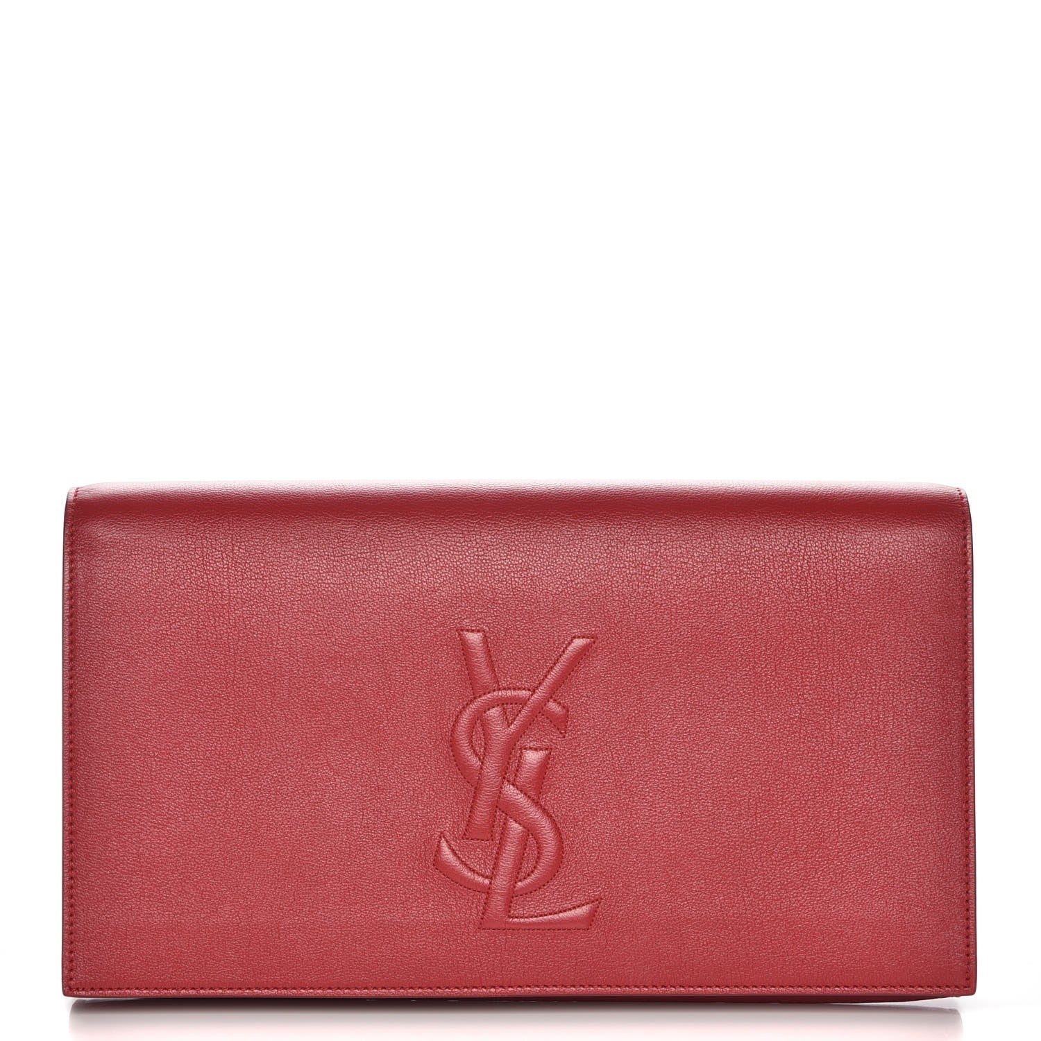 Saint Laurent Calfskin Monogram Large Belle De Jour Clutch Red 1 of 7