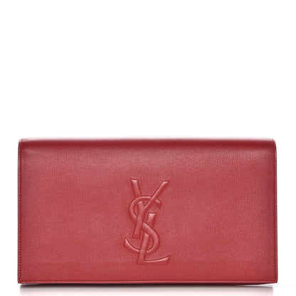 Saint Laurent Calfskin Monogram Large Belle De Jour Clutch Red 1 of 7