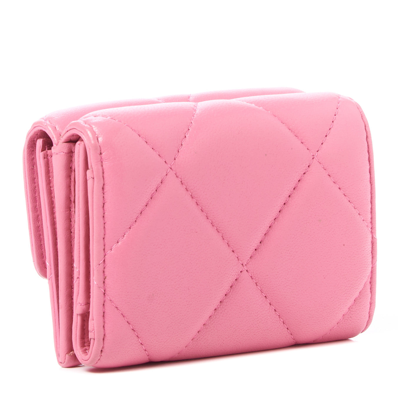 Goatskin Quilted Small Chanel 19 Flap Wallet Pink