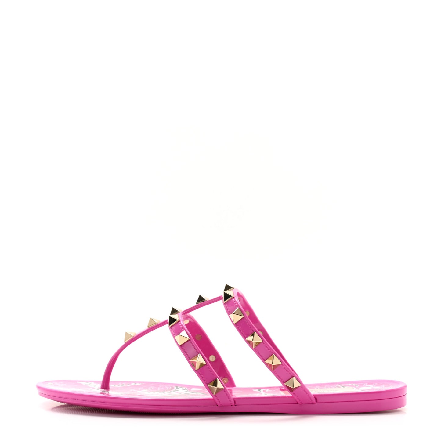 PVC Jelly Rockstud Caged Flat Thong Sandals 37 Pink
