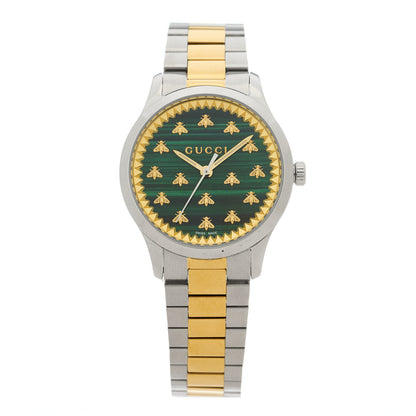 Gucci Stainless Steel Malachite 32mm G-Timeless Bee Quartz Watch 1 of 5