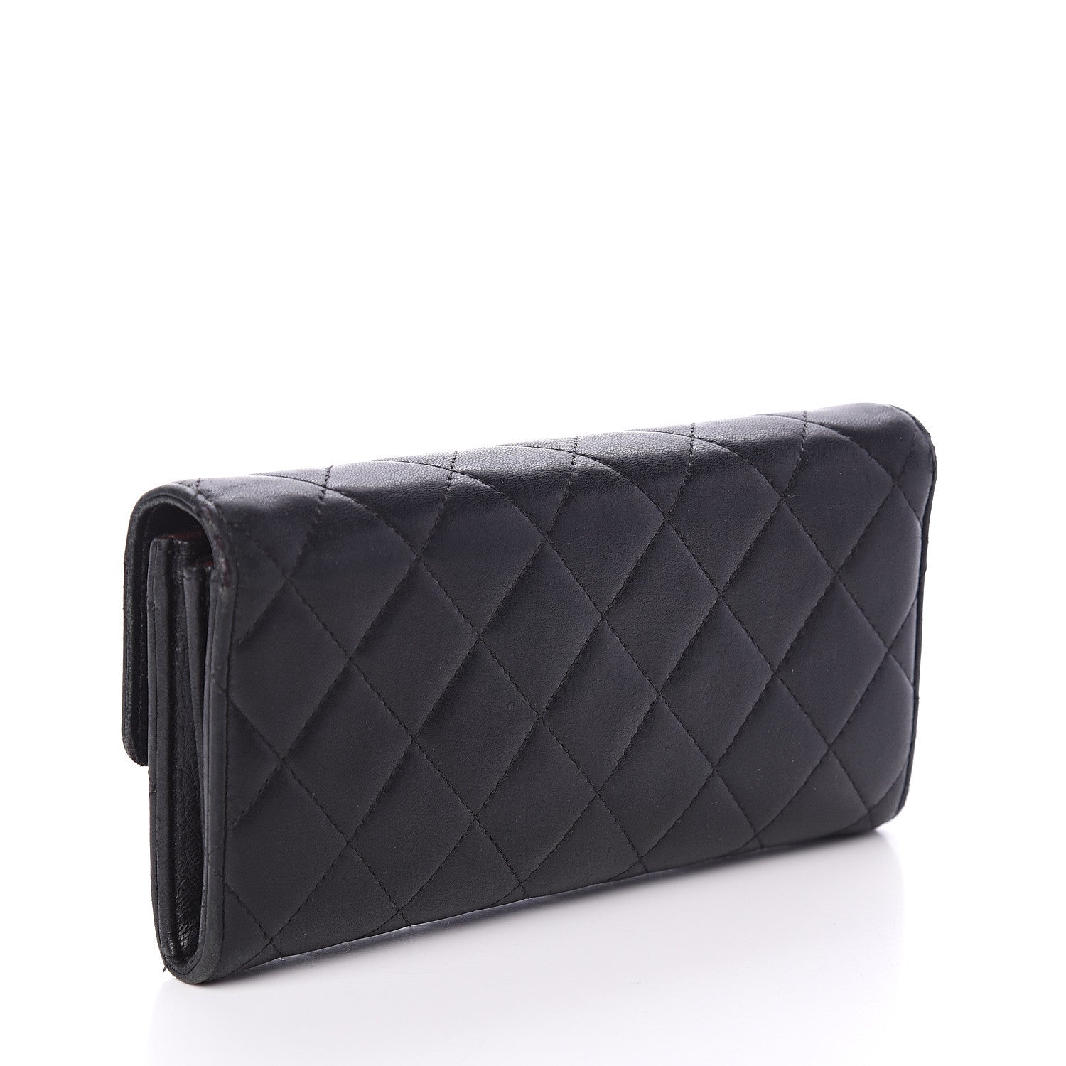 Chanel Lambskin Quilted Large Gusset Flap Wallet Black 2 of 7