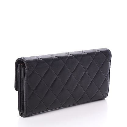 Chanel Lambskin Quilted Large Gusset Flap Wallet Black 2 of 7