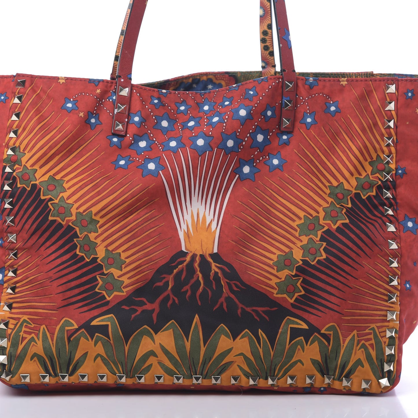 Canvas Enchanted Wonderland Medium Rockstud Reversible Tote Rosso