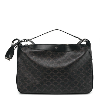 Celine Triomphe Canvas Calfskin Large Romy Shoulder Bag Black 1 of 10