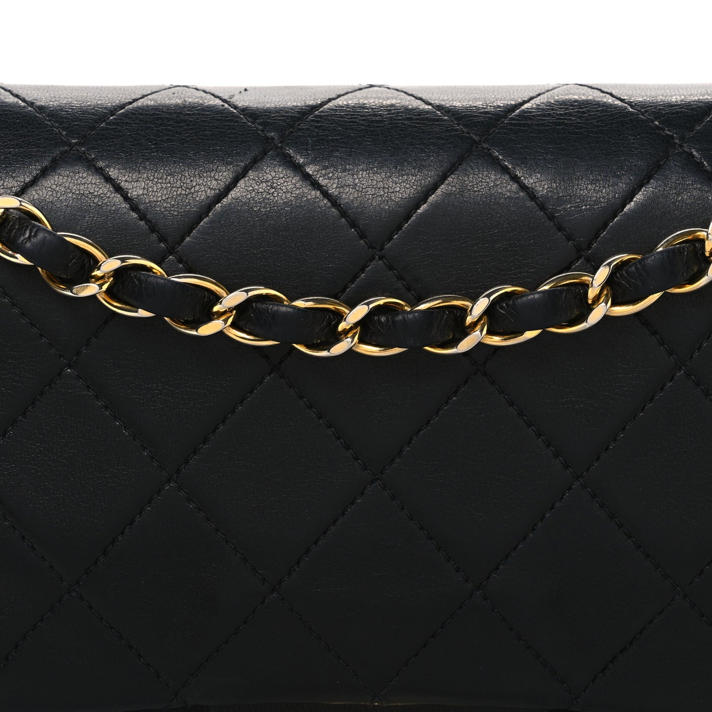 Lambskin Quilted Medium Double Flap Black
