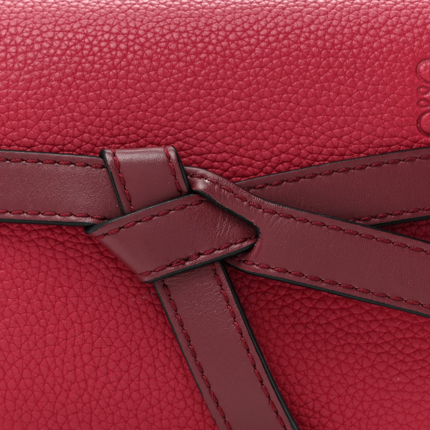 Grained Calfskin Mini Gate Crossbody Bag Raspberry Wine