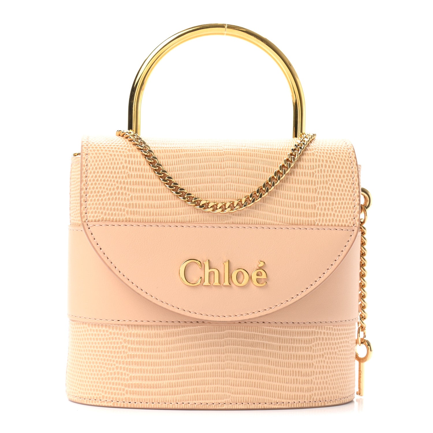 Chloe Calfskin Lizard Embossed Small Aby Lock Delicate Pink 1 of 8