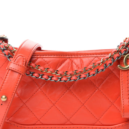 Chanel Aged Calfskin Quilted Small Gabrielle Hobo Red 11 of 11