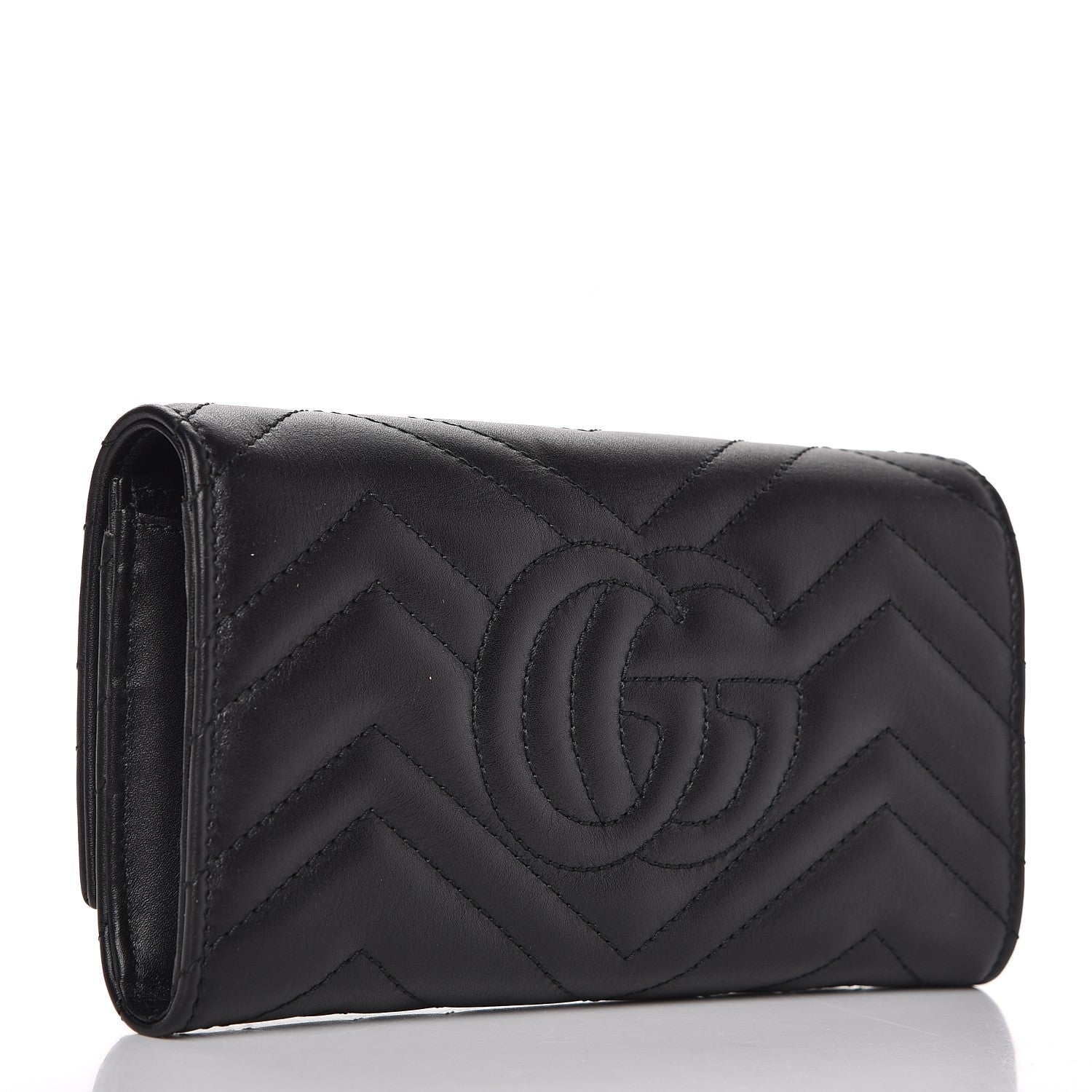 Gucci Calfskin Matelasse GG Marmont Continental Wallet Black 3 of 7
