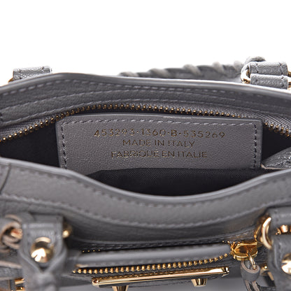 Balenciaga Chevre Gold Metallic Edge Hardware Nano City Gris Acier 7 of 10