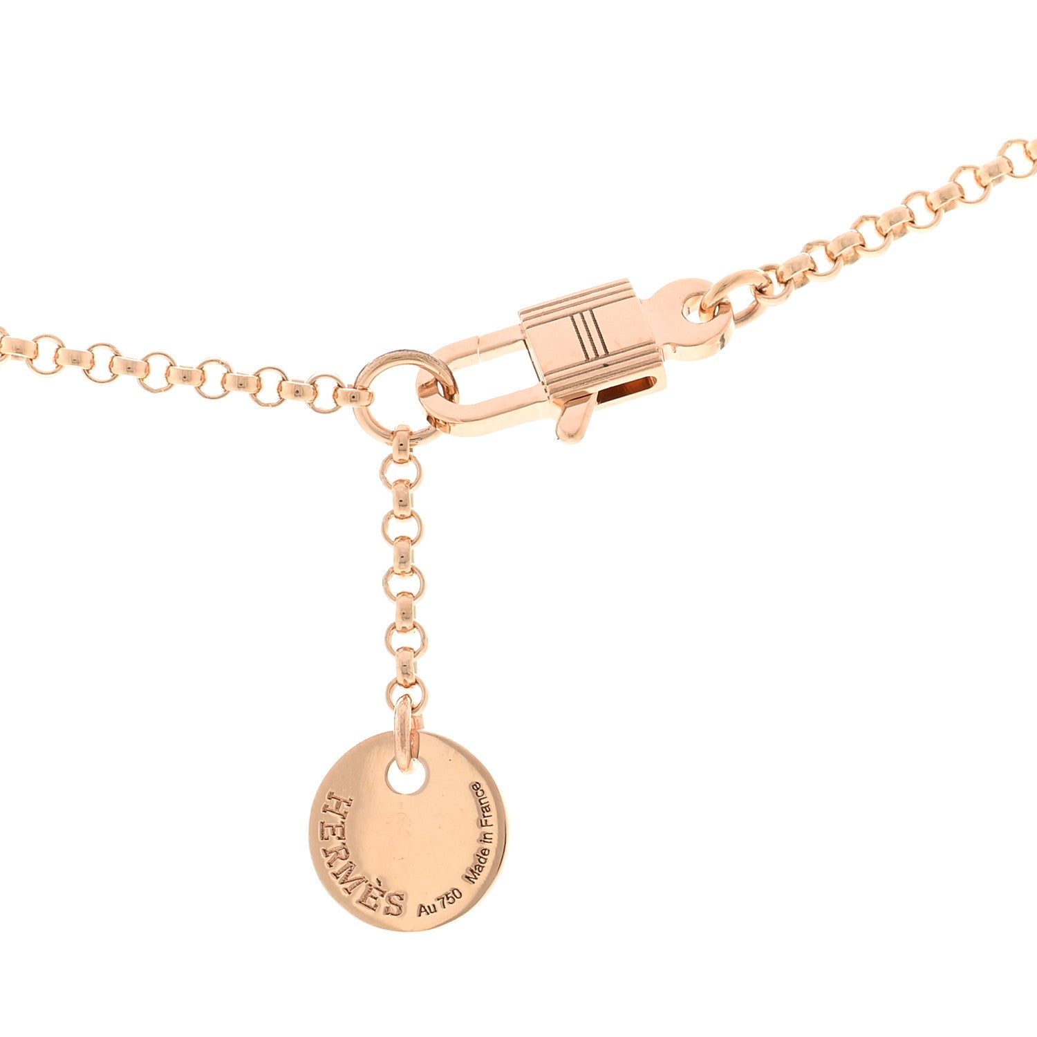 Hermes 18K Rose Gold Diamond Clou d'H Pendant Necklace 4 of 5