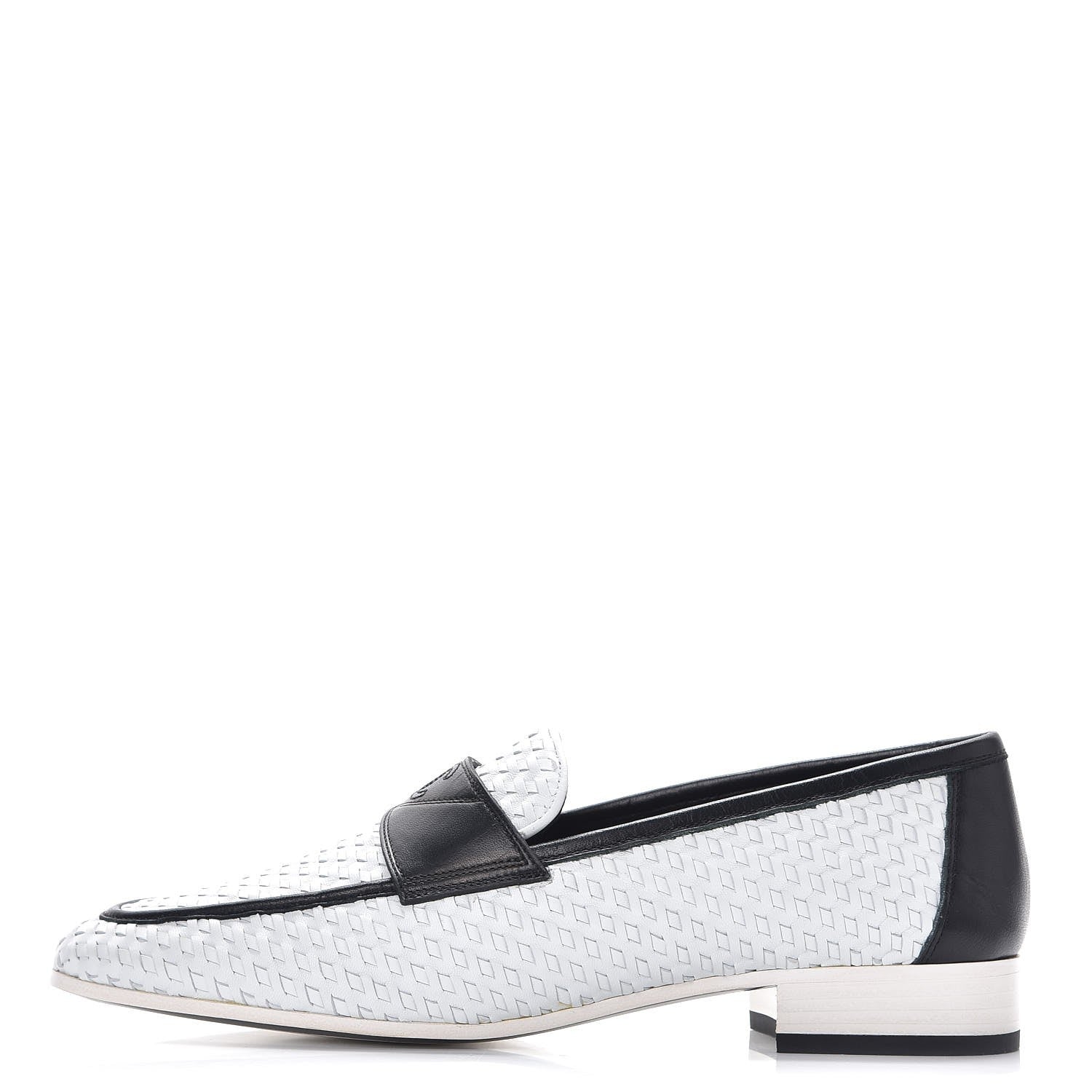 Chanel Lambskin Calfskin Braided Mocassin Loafers 39 Black White 1 of 7