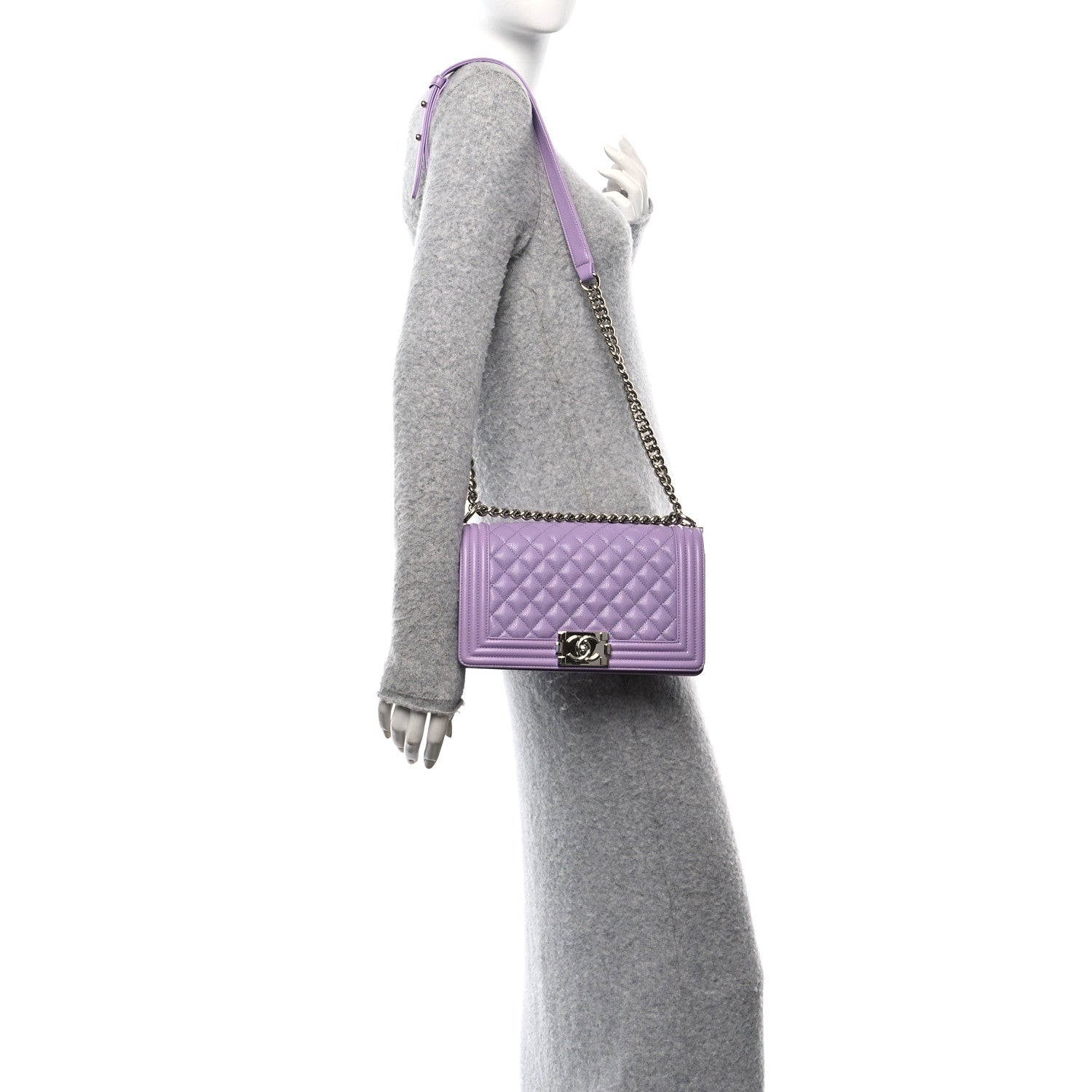Chanel Caviar Quilted Medium Boy Flap Light Purple 2 of 10