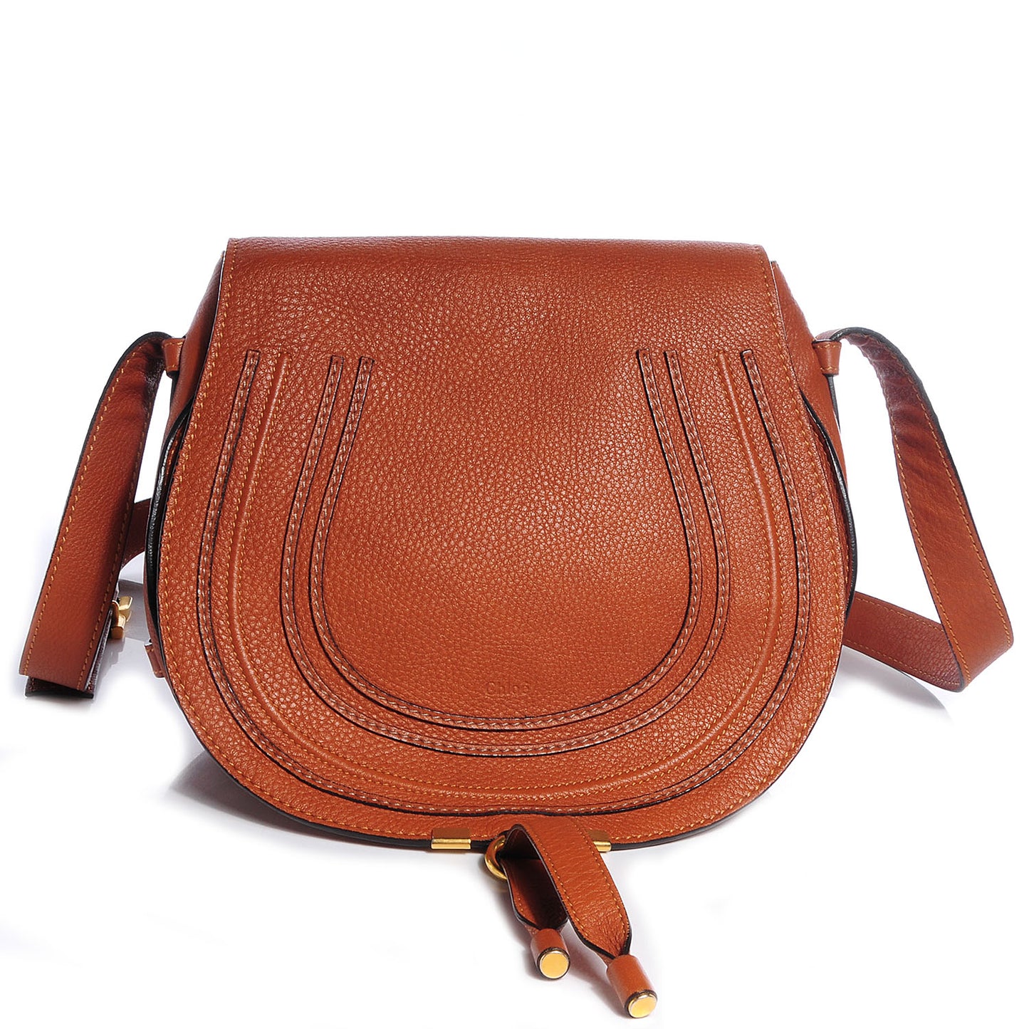 Calfskin Medium Marcie Round Crossbody Bag Whiskey
