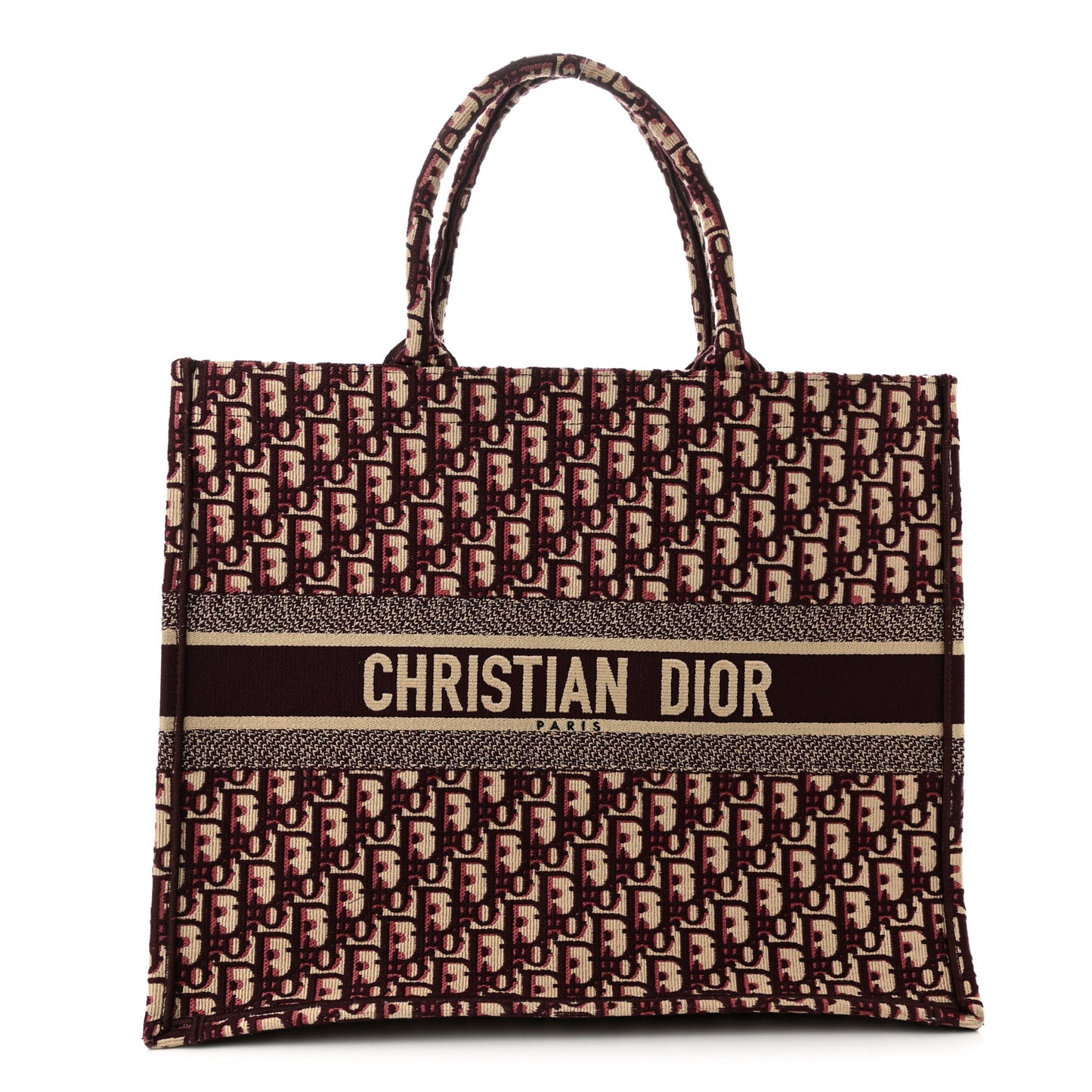 Oblique Large Book Tote Burgundy Multicolor