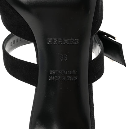 Hermes Suede Goatskin Blink Mules 39 Black 7 of 7
