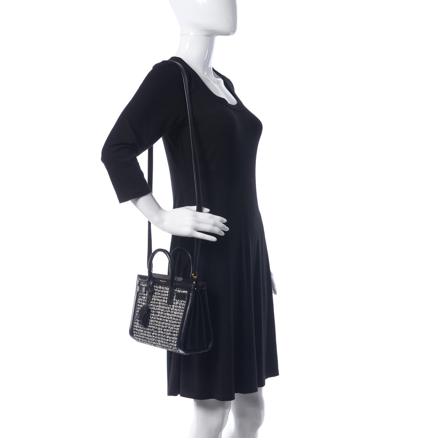 Tweed Houndstooth Nano Sac De Jour Black