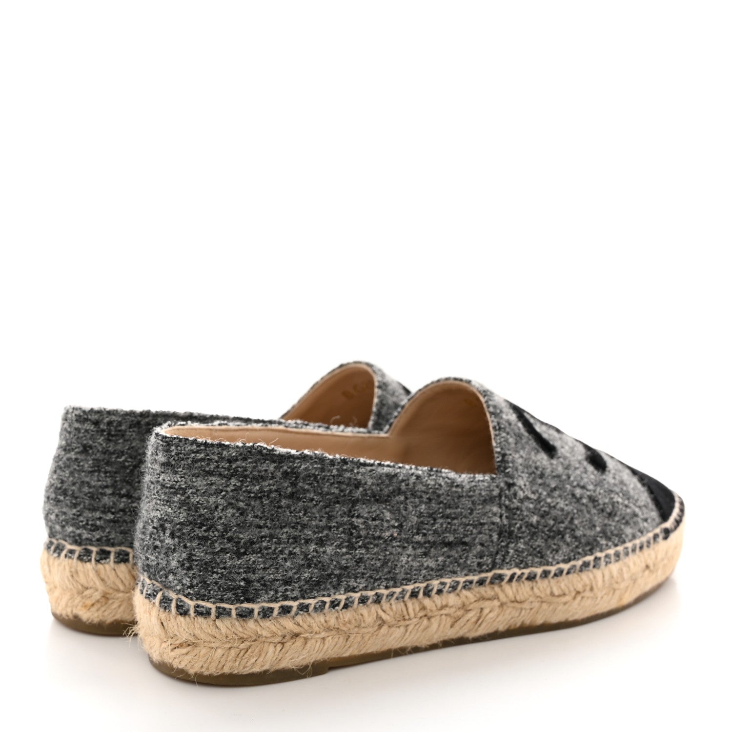 Chanel Wool Velvet CC Espadrilles 37 Grey Black 4 of 15