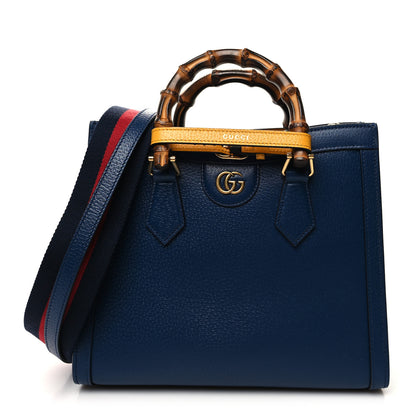 Gucci Textured Dollar Calfskin Web Small Diana Tote Bag Royal Crop 1 of 9