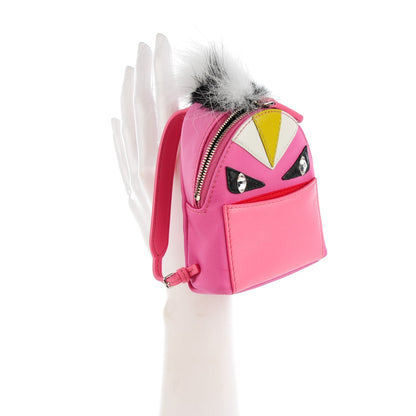 Fendi Nylon Shiny Nappa Nutria Fox Fur Monster Eyes Mini Backpack Charm Lollypop Rosa Fluo Multicolor 2 of 8