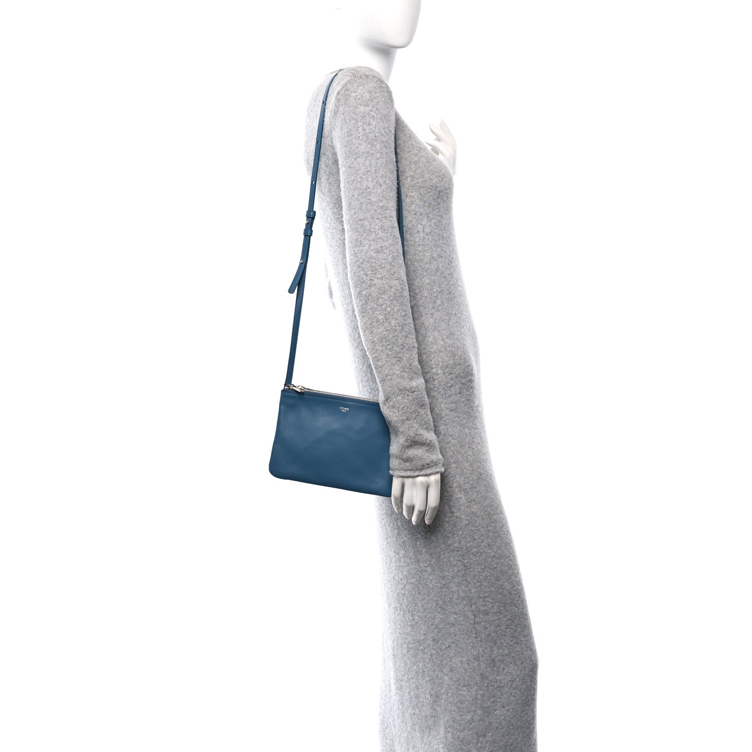 Celine Lambskin Small Trio Crossbody Bag Denim 2 of 12