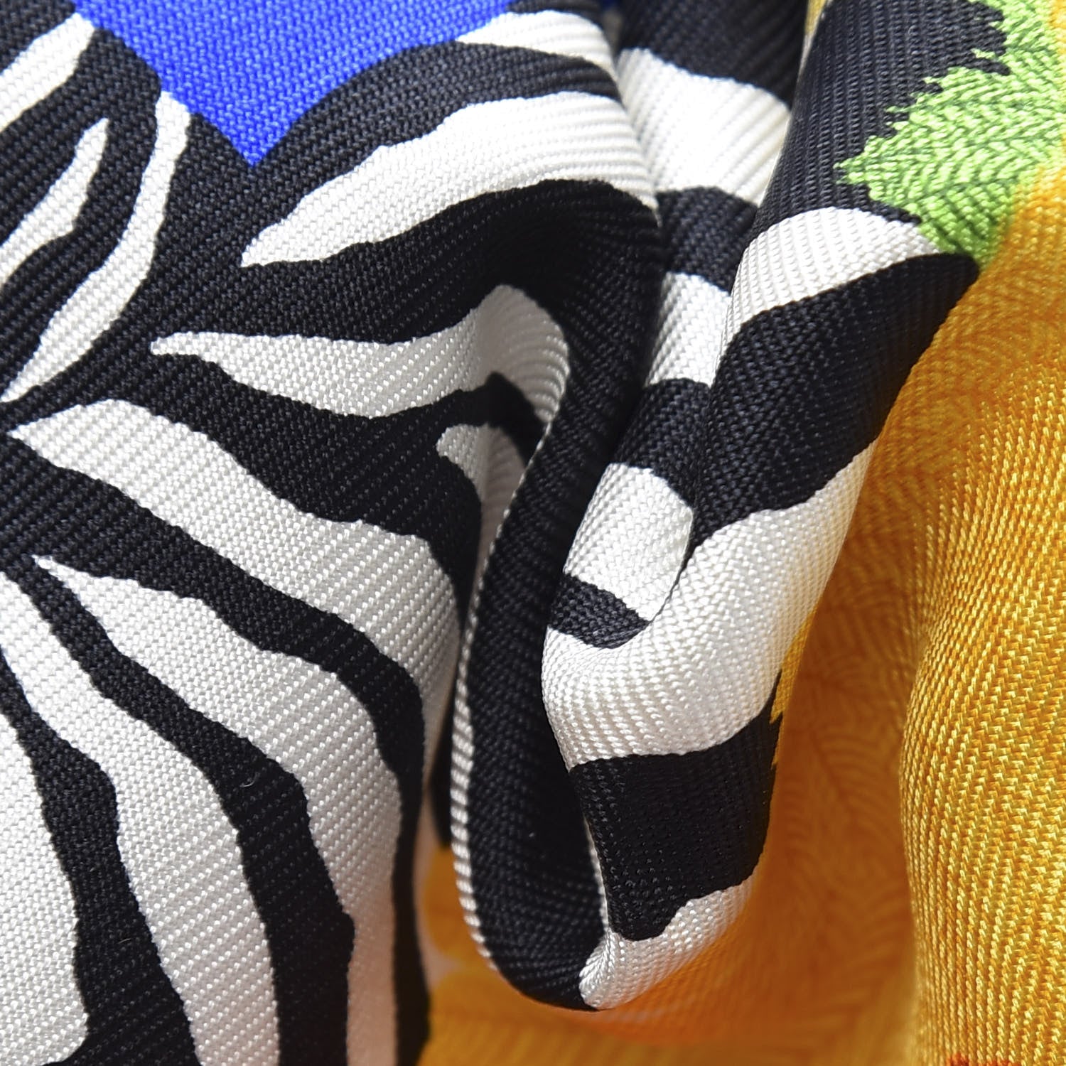 Hermes Silk Zebra Pegasus Nano Scarf 20 Bleu Vif Jaune White 2 of 4