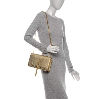 Saint Laurent Metallic Calfskin Medium Classic Monogram Kate Tassel Satchel Gold 2 of 7