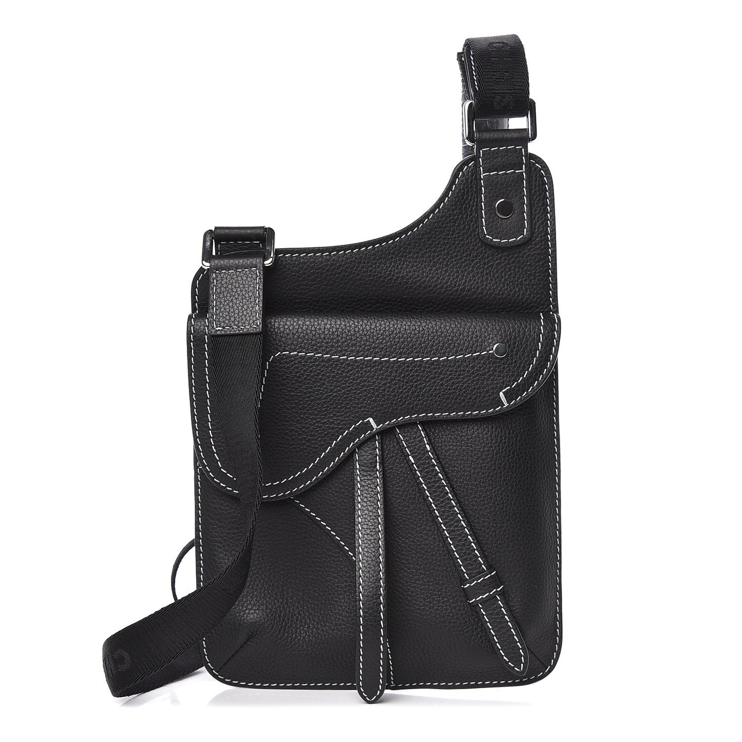 Calfskin Mens Messenger Bag Black