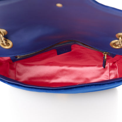 Gucci Velvet Matelasse Medium GG Marmont Shoulder Bag Cobalt Blue 5 of 11