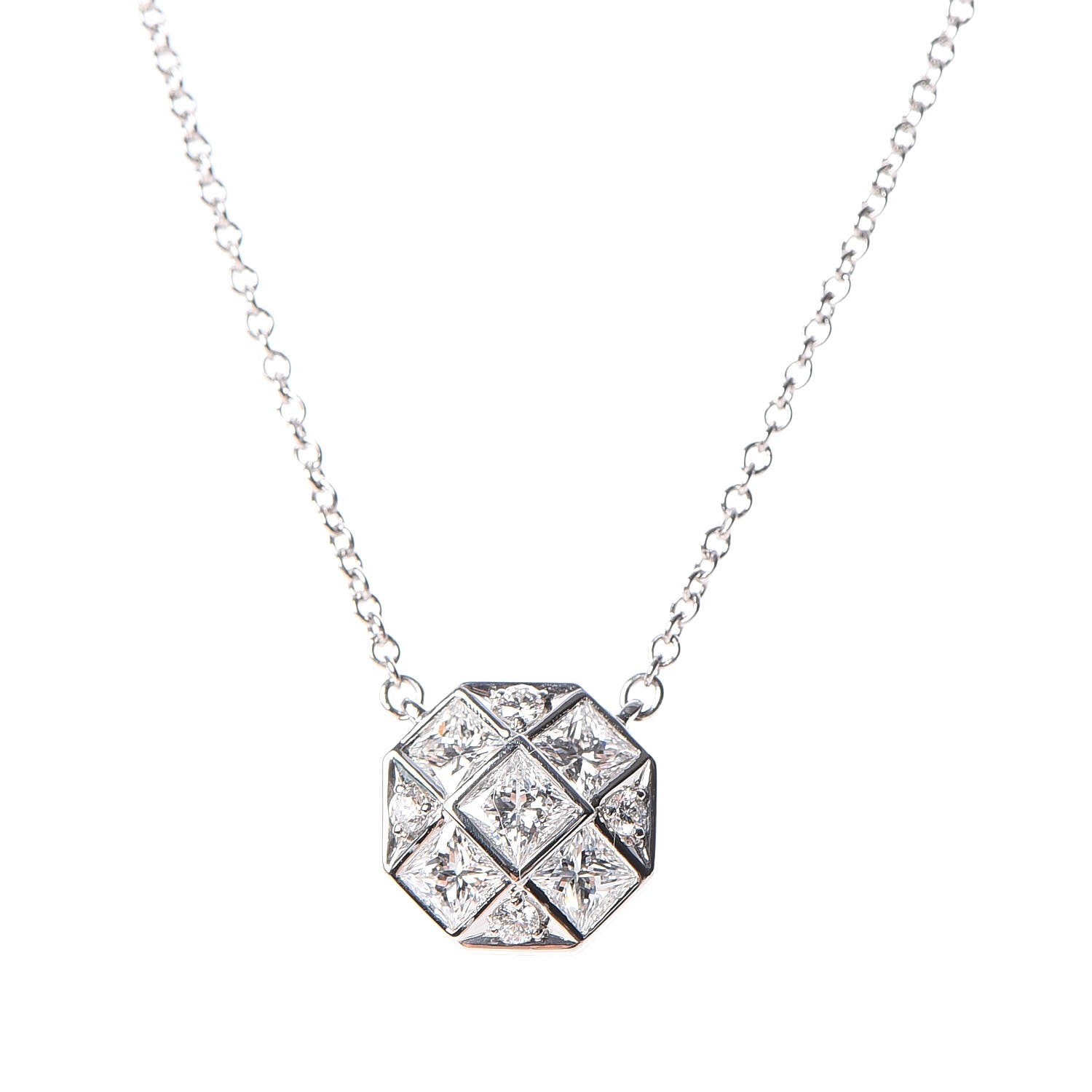 Tiffany Platinum Diamond Mosaic Pendant Necklace 3 of 7