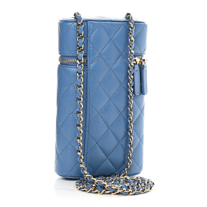 Chanel Caviar Quilted Phone Holder With Chain Blue 3 of 13