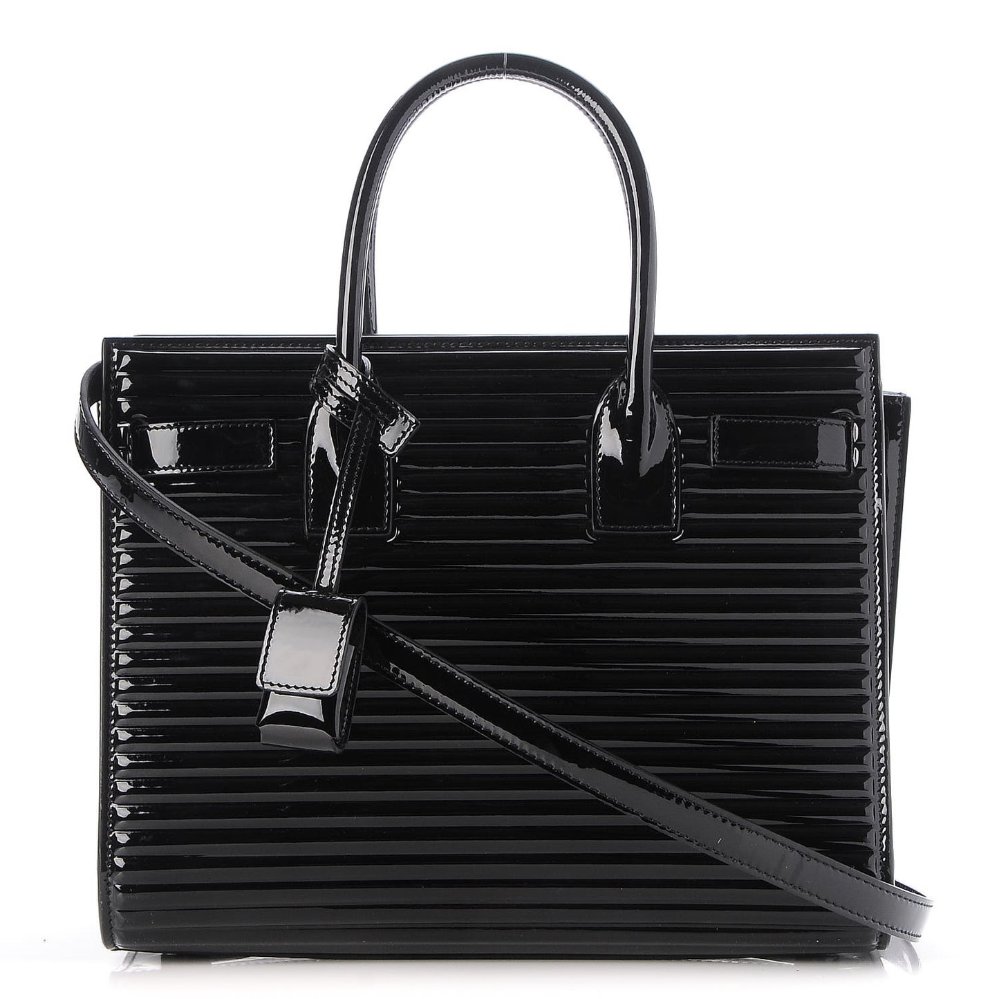 Ribbed Patent Calfskin Baby Sac De Jour Black