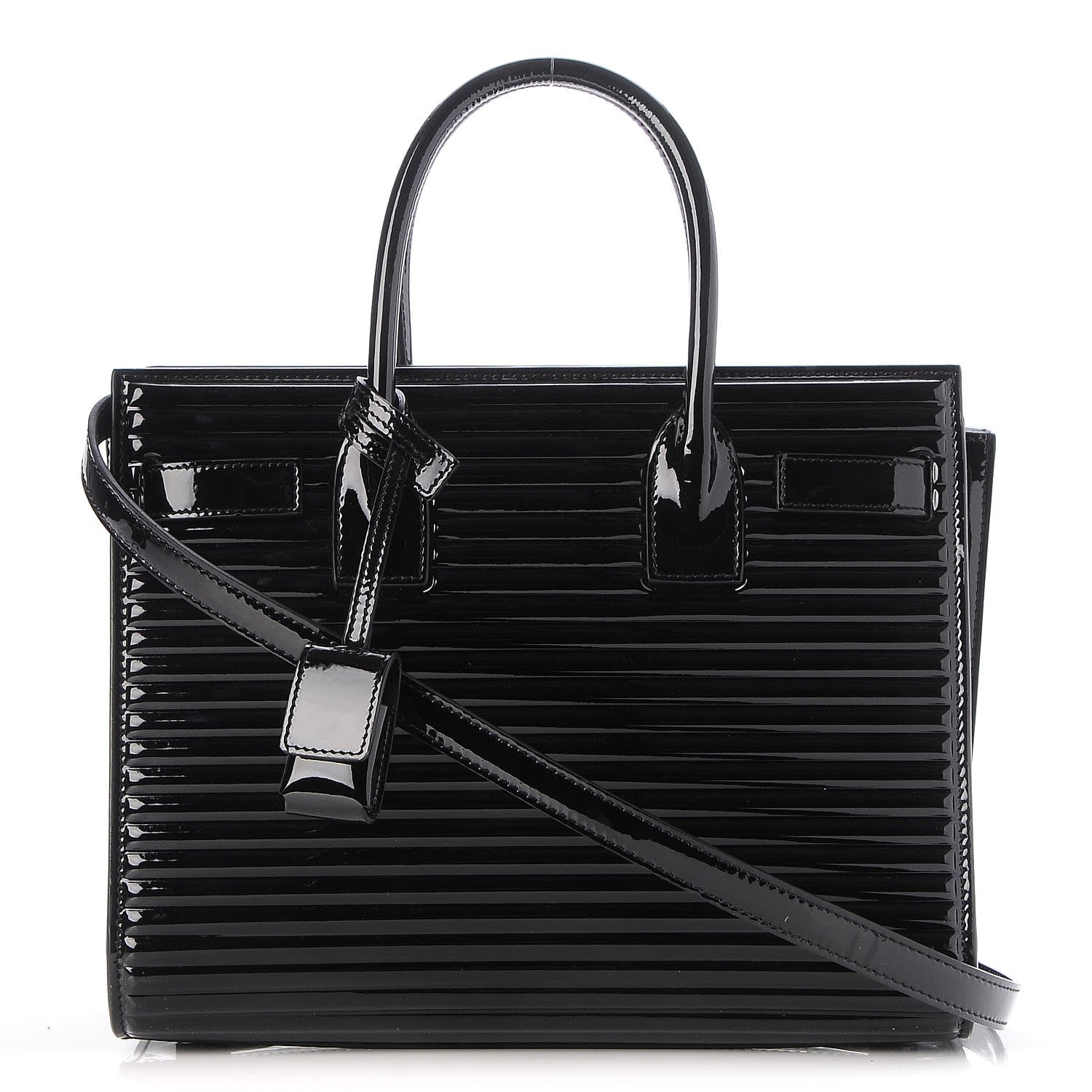 Saint Laurent Ribbed Patent Calfskin Baby Sac De Jour Black 1 of 7