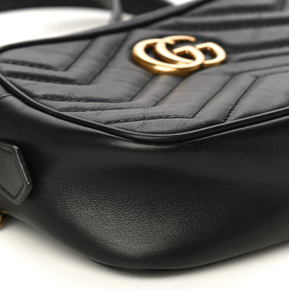 Gucci Calfskin Matelasse Mini GG Marmont Chain Shoulder Bag Black 10 of 17
