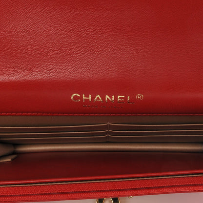 Chanel Lambskin Quilted Golden Class Wallet on Chain WOC Red 5 of 7
