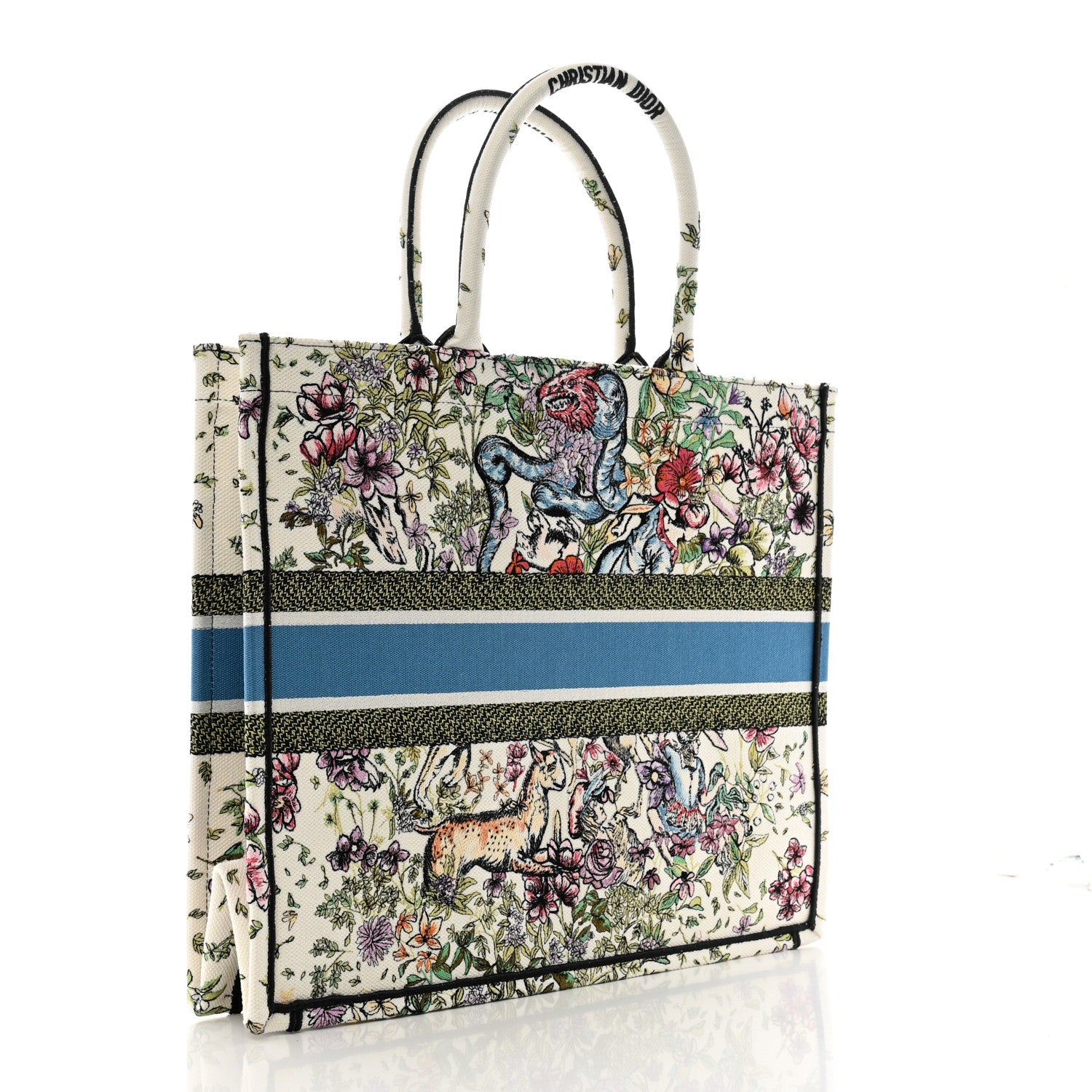 Christian Dior Canvas Embroidered Large D-Constellation Book Tote Latte Multicolor 2 of 9