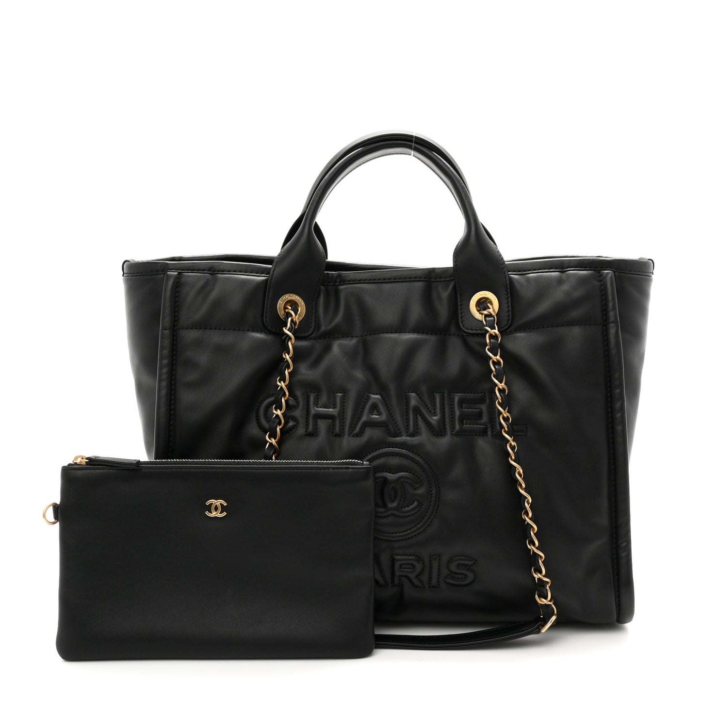 Calfskin Small Deauville Tote Black