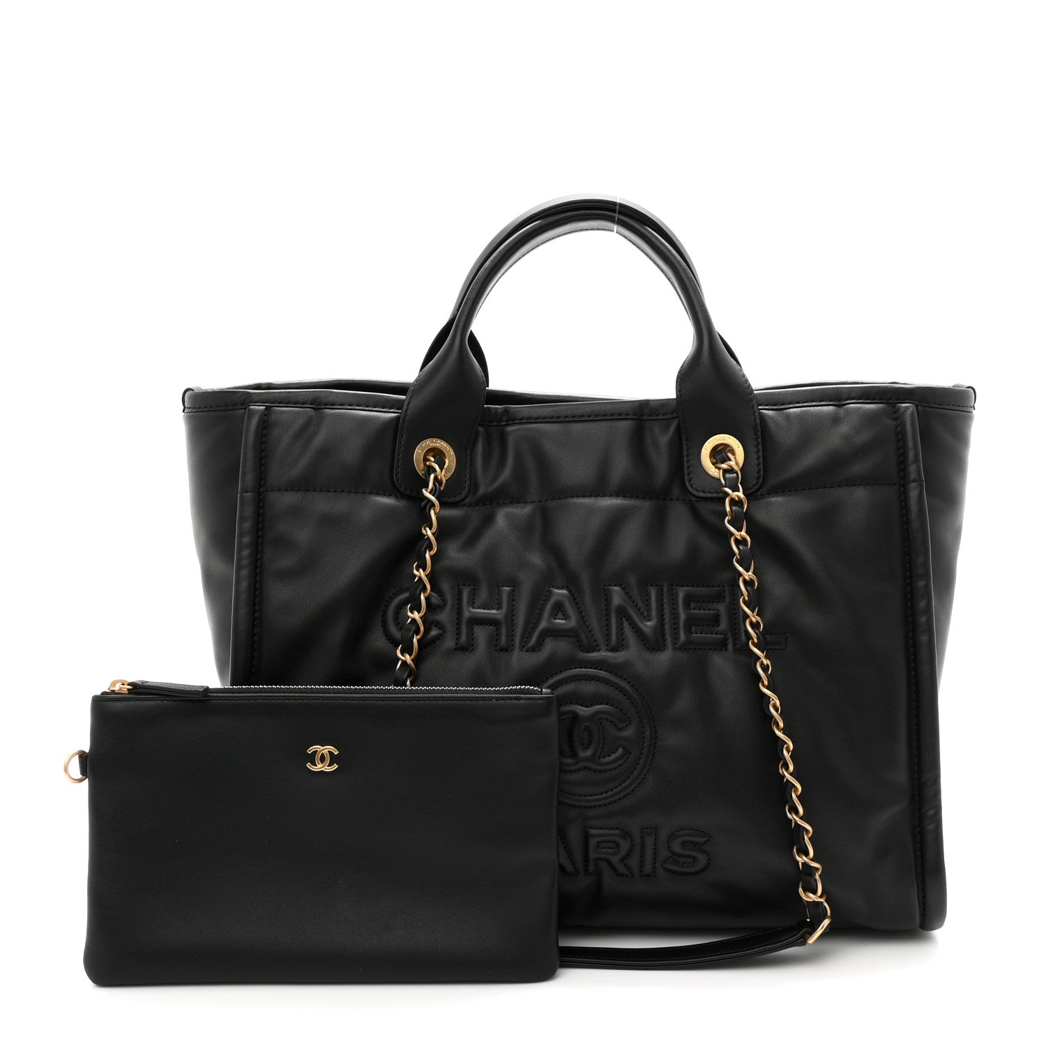 Chanel Calfskin Small Deauville Tote Black 3 of 12