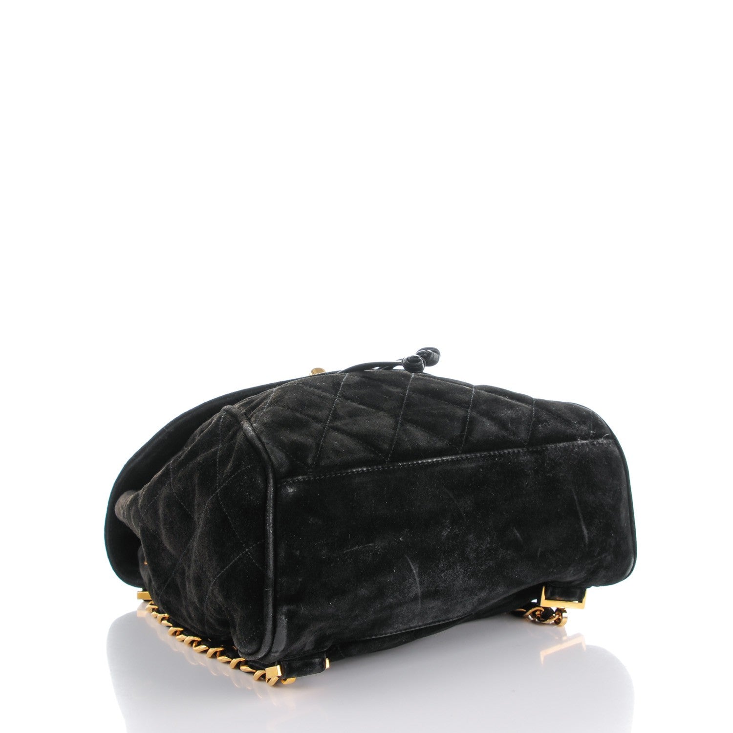 Chanel Suede Quilted Drawstring Backpack Black 4 of 11