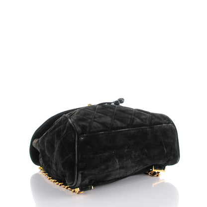 Chanel Suede Quilted Drawstring Backpack Black 4 of 11