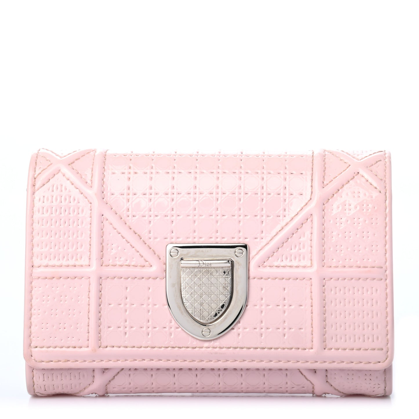 Patent Micro-Cannage Diorama Elancee Wallet Pink